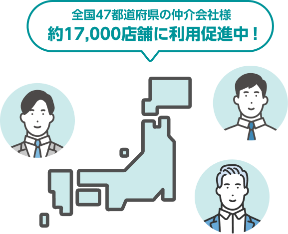 全国47都道府県の仲介会社様 約17,000店舗に利用促進中！